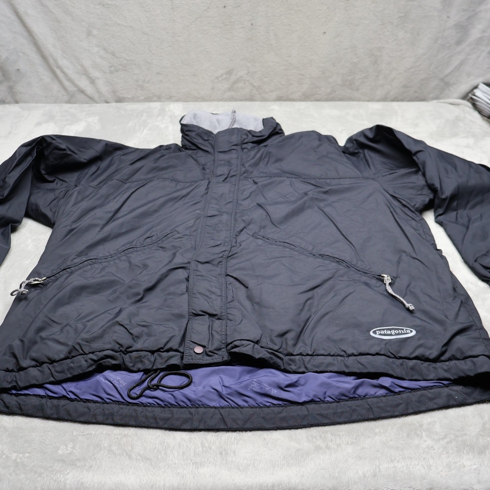 Patagonia Jacket Men XL Black Fleece Lined Hiking Camping Outdoor Adjustable VTG